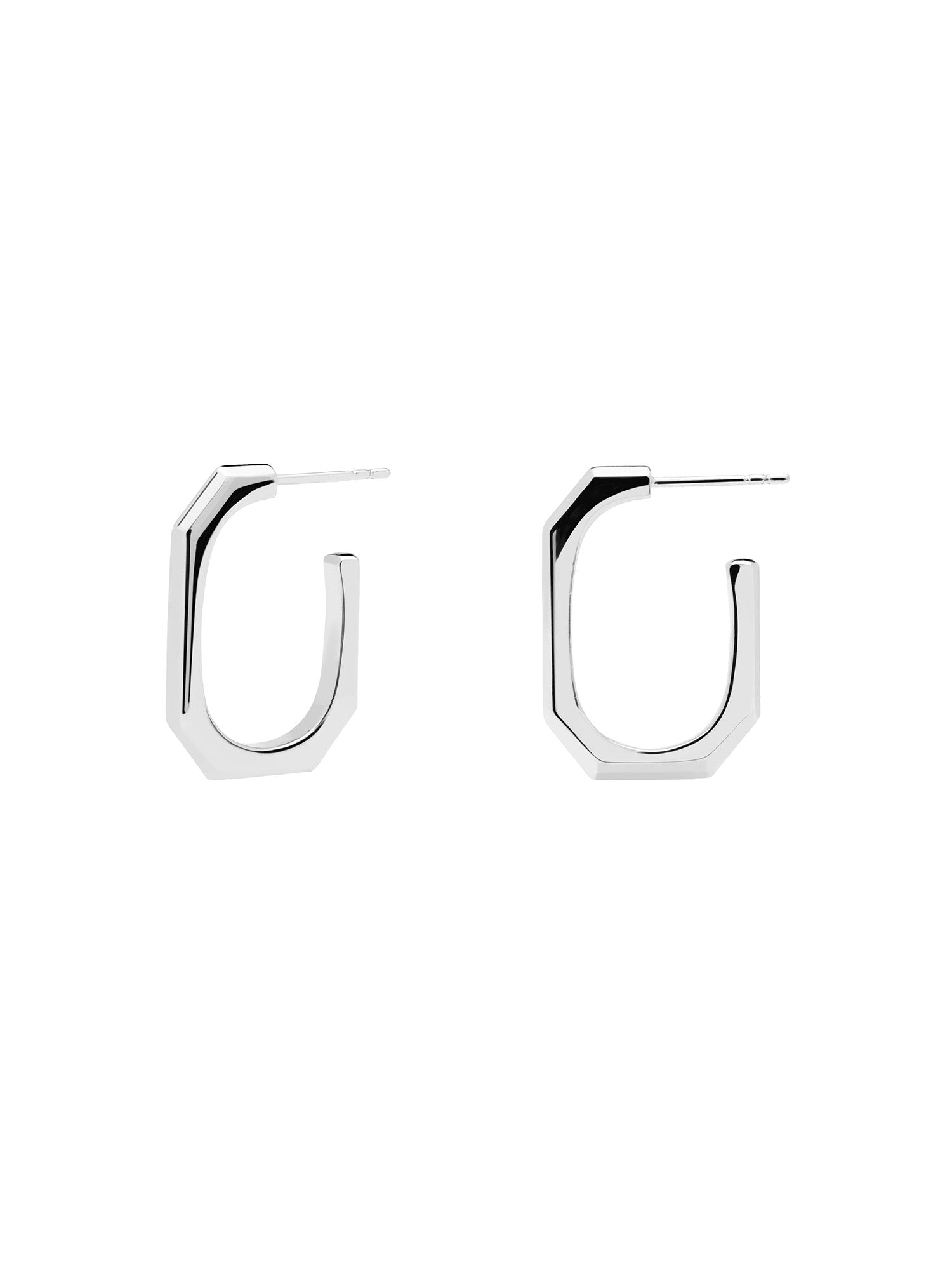 Die kleinen, geometrischen Silberohrringe - PDPaola Creole - The Signature Link - haben eine offene, achteckige Form und sind ideal für Fans der stilvollen Schmuckmarke PDPaola und Liebhaber von eleganten Silberstücken.