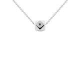 PDPaola Halskette - Bambina: Silberne Kette mit geometrisch-eckigem Anhänger und dunklem Stein in der Mitte-ein elegantes Schmuckstück von PDPaola.