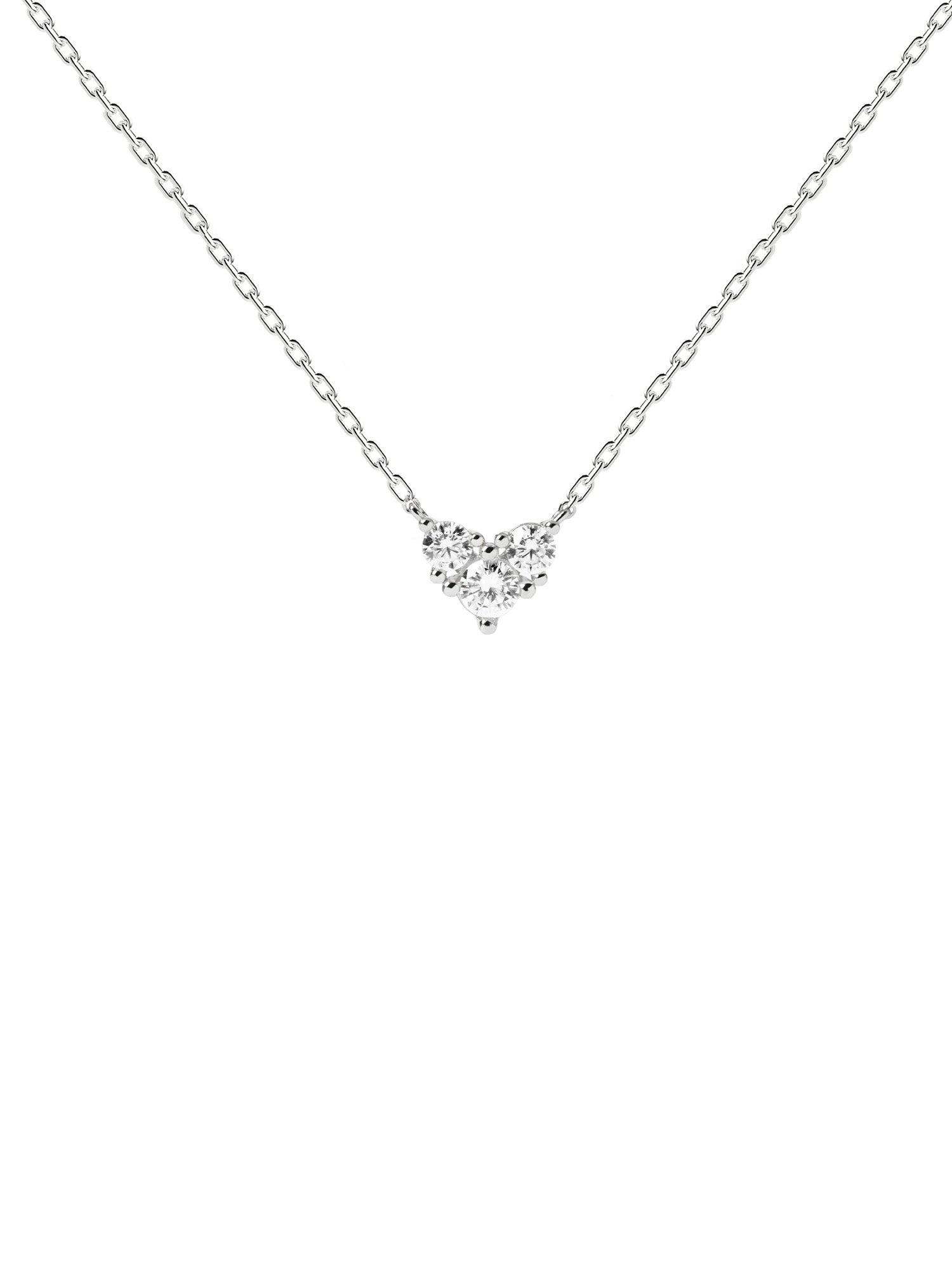 Elegante Silberkette mit einem diamantenbesetzten Herzanhänger in der Mitte - Teil des Gem Set der renommierten Schmuckmarke PDPaola.