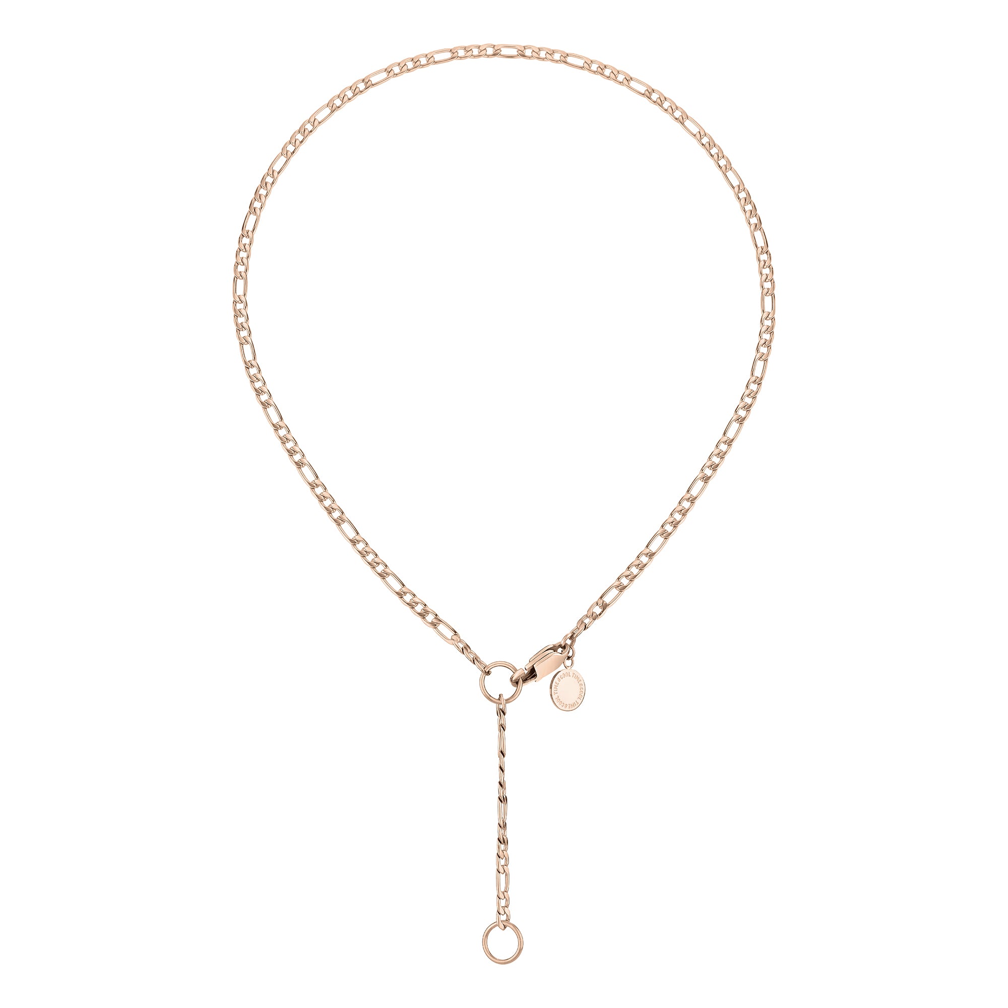 Cool Time Kids Halskette - Die Cool Chunky Chain: Eine stilvolle goldene Halskette für Kinder von Cool Time mit einem Tropfenanhänger und einem runden Anhänger auf weißem Hintergrund.