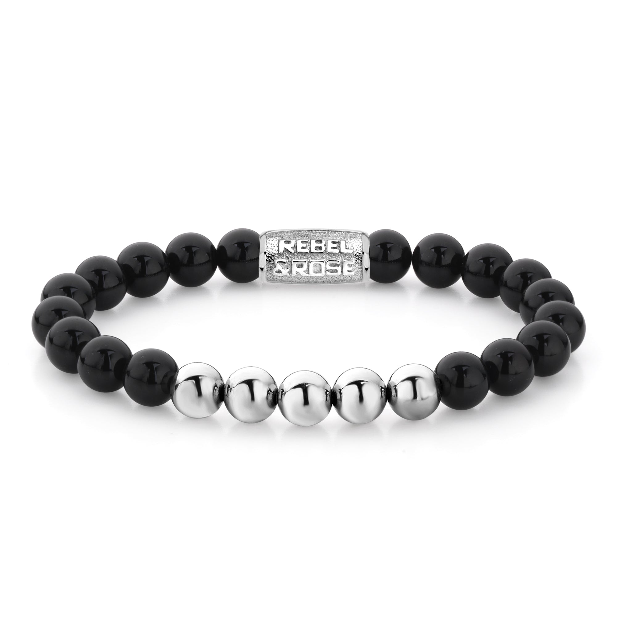 Rebel & Rose Armband aus schwarzen und silbernen Beads; Größe L Produktbild