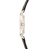 Tamaris Armbanduhr in klassischem Design mit grünlichem Gehäuse und grünem Lederarmband Seitenansicht