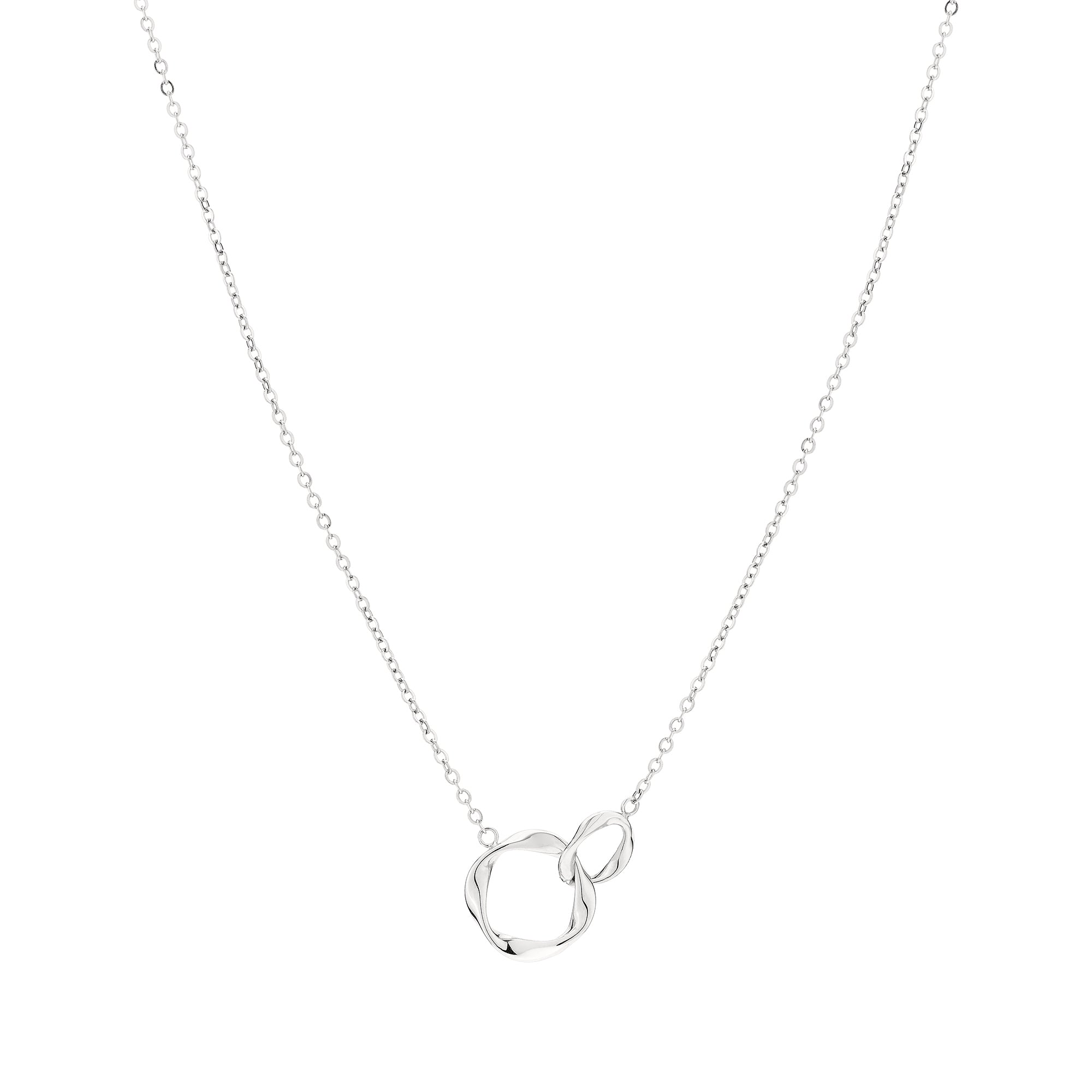 Die LIEBESKIND BERLIN Halskette - The Organic Twist von Liebeskind Berlin besteht aus zwei ineinandergreifenden, unregelmäßigen Kreisanhängern an einer feinen Edelstahlkette - ideal für einen modernen Lagenlook.