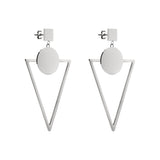 Liebeskind Berlin Ohrhänger bestehend aus einem Ohrstecker in Quadratform und einem dreieckigen Anhänger, in der Farbe silber; Produktbild