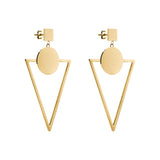 Liebeskind Berlin Ohrhänger bestehend aus einem Ohrstecker in Quadratform und einem dreieckigen Anhänger, in der Farbe gold; Produktbild