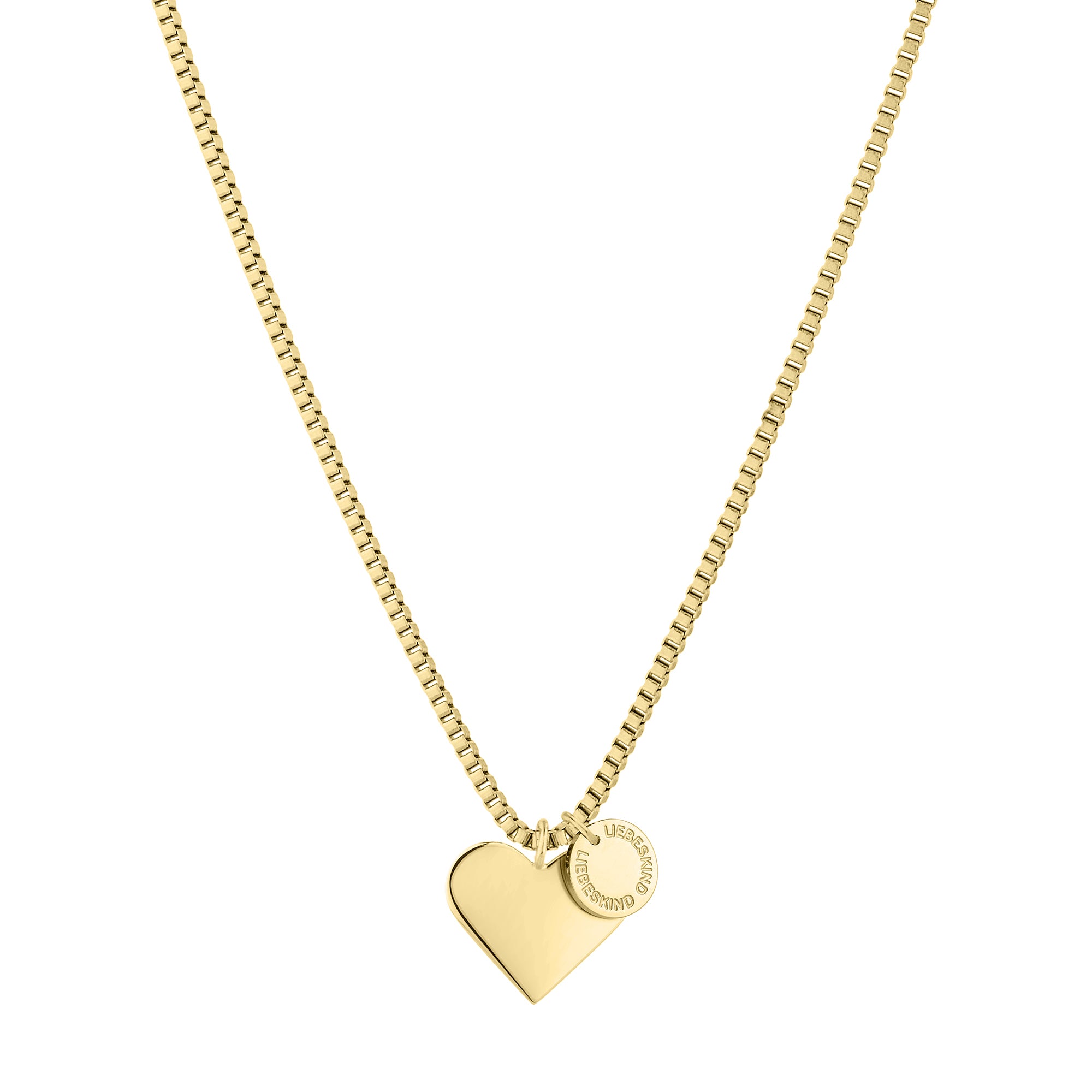 Liebeskind Berlin Halskette bestehend aus einer goldenen Venezianerkette und Herzanhänger; Produktbild