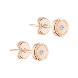 Liebeskind Berlin Ohrstecker in Kreisform in der Farbe roségold mit Logoaufdruck und einem Zirkoniastein; Produktbild