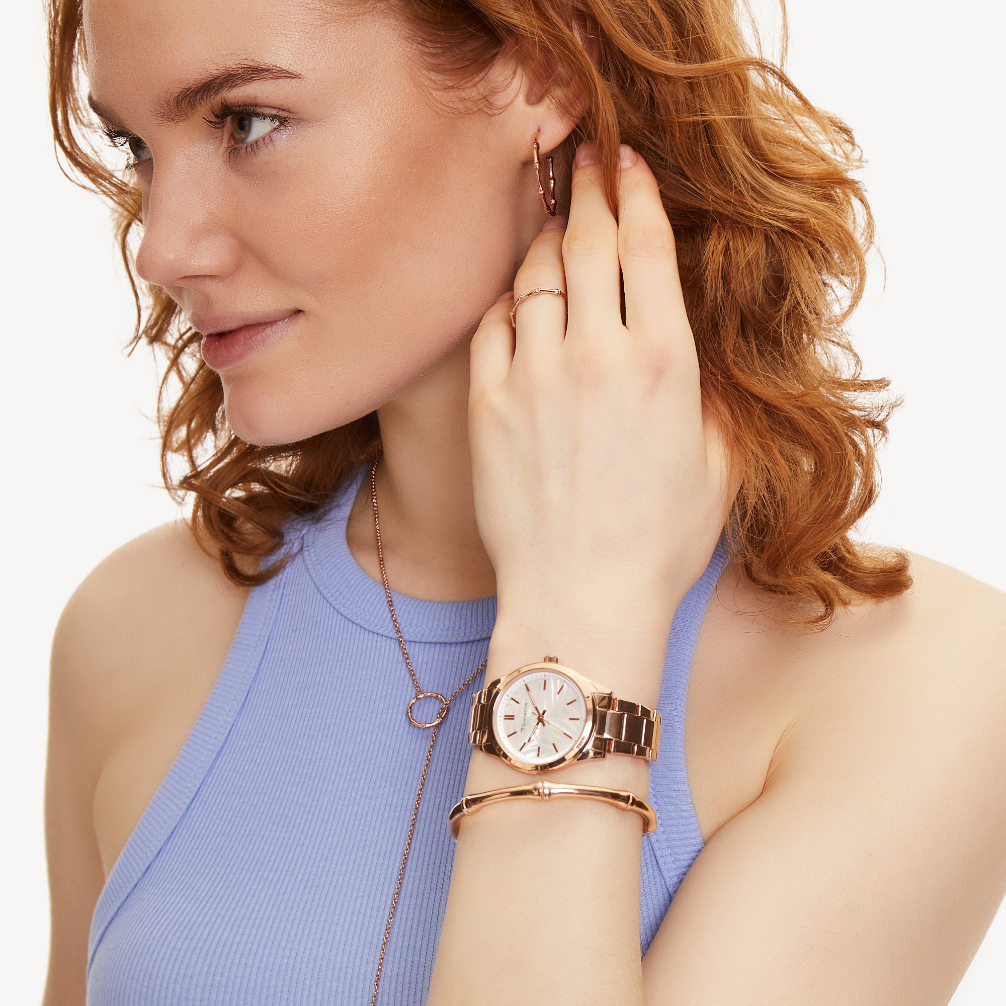 Tamaris Creole mit Bambus Design in der Farbe roségold Tragebild