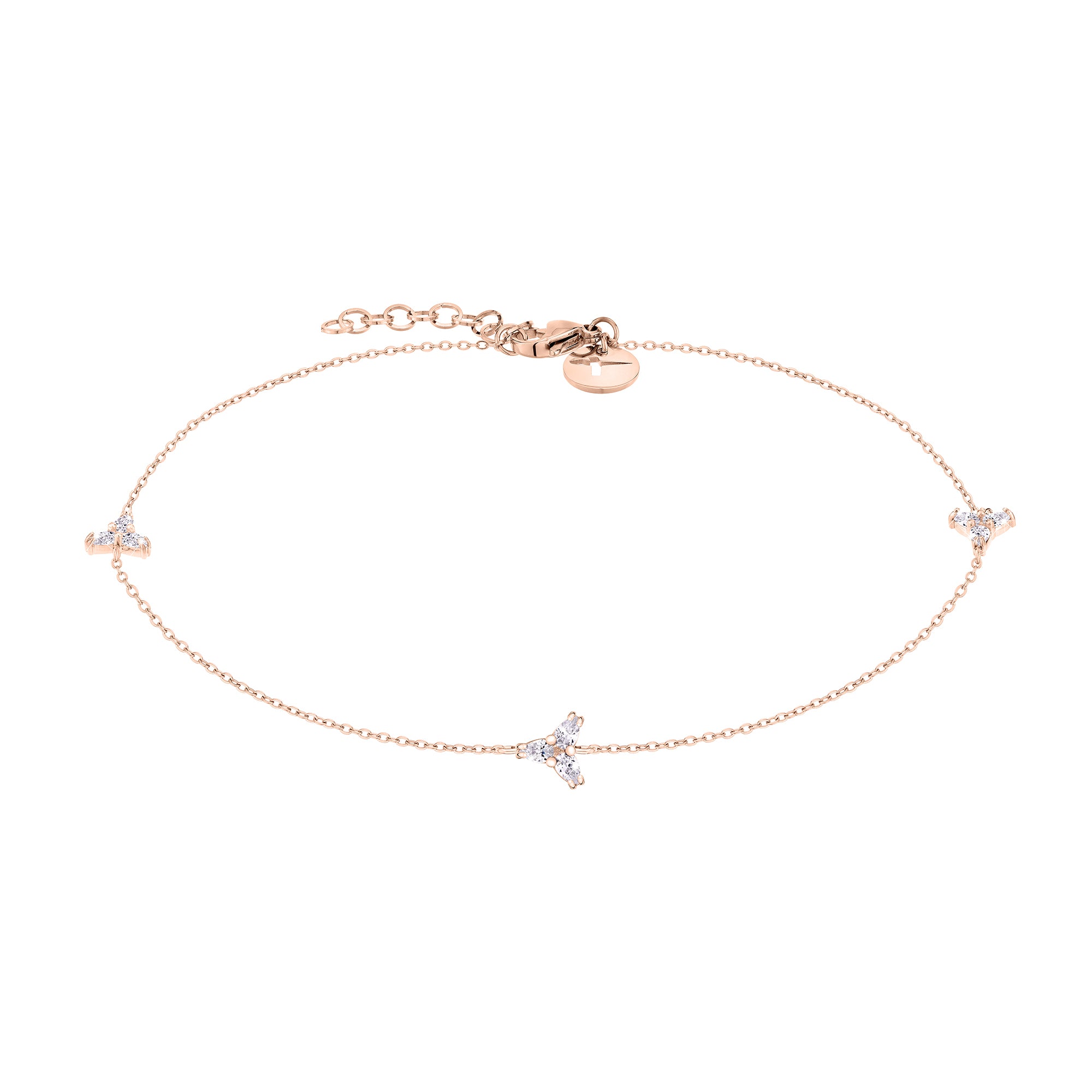 Tamaris Fußkette mit Zirkoniasteinen im Blüten Design in der Farbe roségold Produktbild
