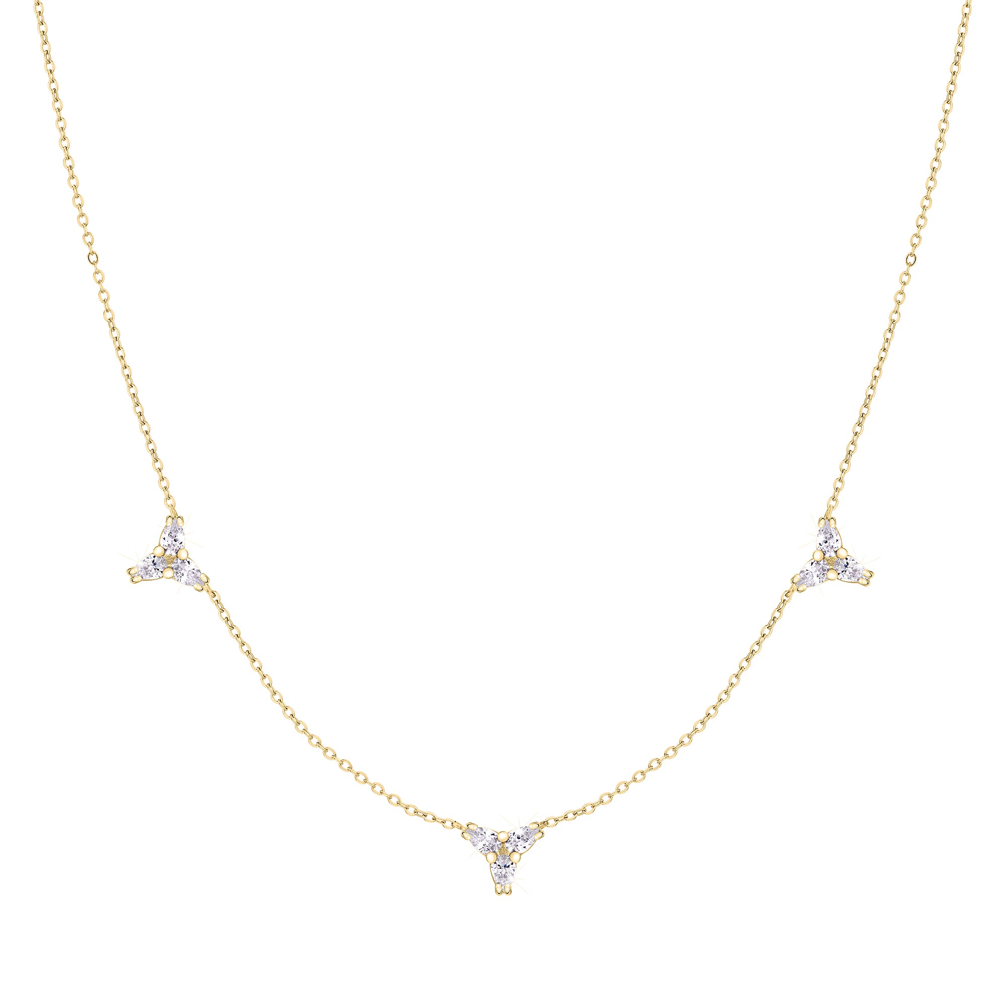 Tamaris Halskette mit feiner Kette und drei Zirkonia im Blüten Design in der Farbe gold Produktbild