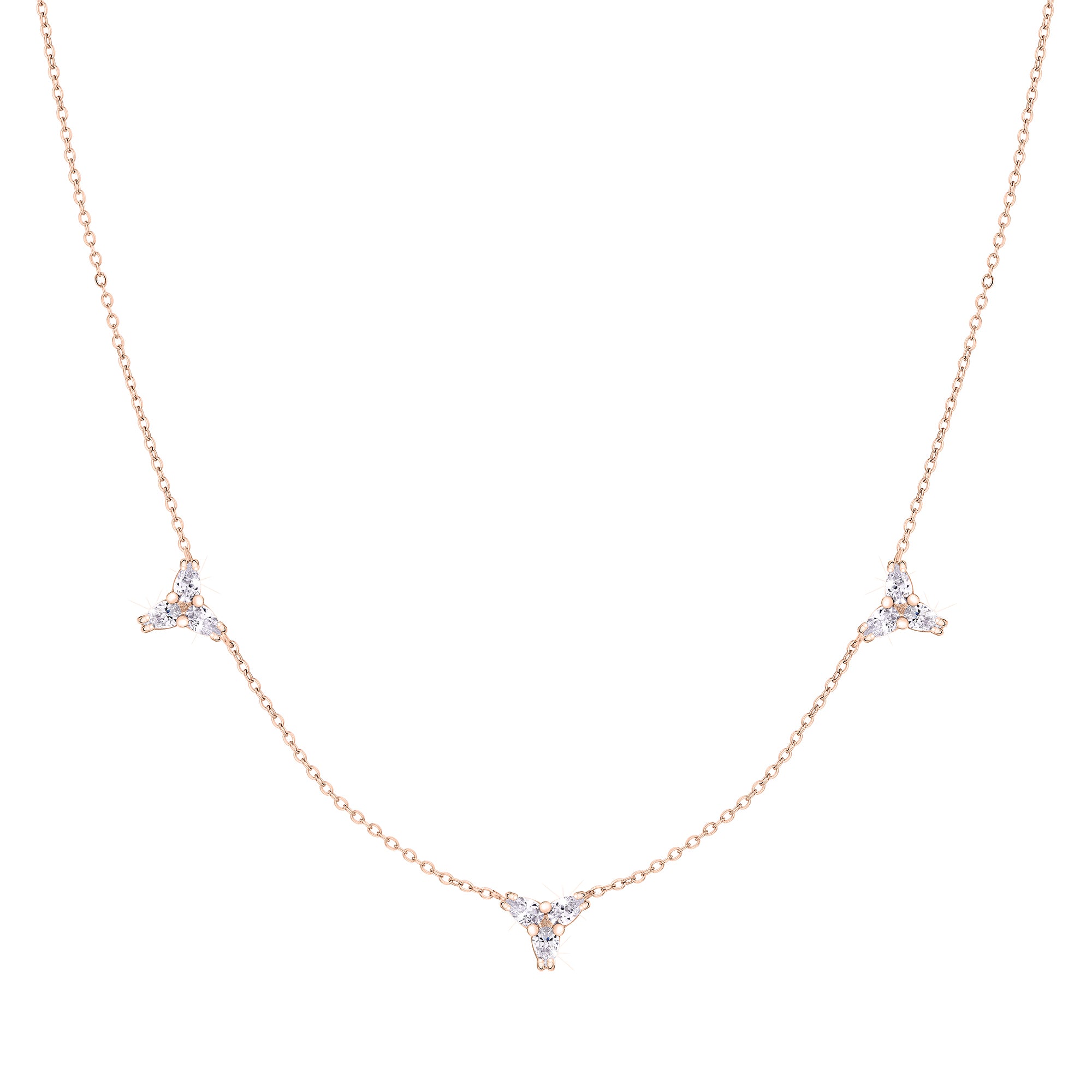 Tamaris Halskette mit feiner Kette und drei Zirkonia im Blüten Design in der Farbe roségold Produktbild