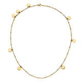 Liebeskind Berlin Halskette bestehend aus einer goldenen Venezianerkette und acht kleinen, runden Edelstahlplättchen; Zusatzbild