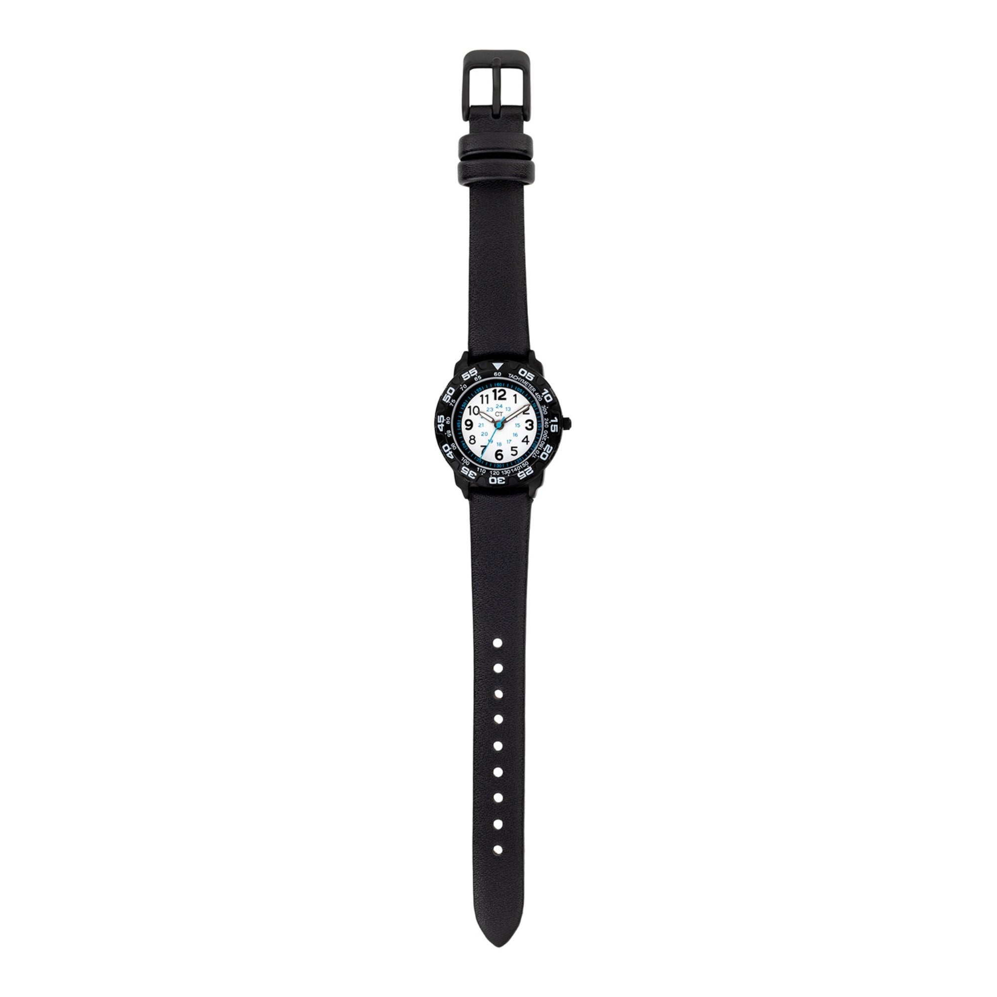 Cool Time Kids Armbanduhr in klassischem Design mit schwarzem Kunstlederband Produktbild