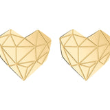 Das LIEBESKIND BERLIN Set - Broken Heart besteht aus goldenen, geometrischen, herzförmigen Ohrringen mit facettierten, dreieckigen Mustern, die den modernen Stil von Liebeskind Berlin widerspiegeln.