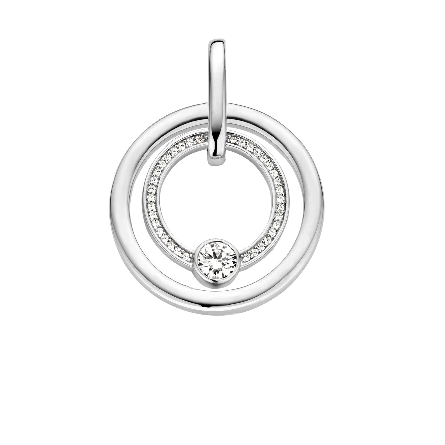 Ti Sento Milano Anhänger - The Sparkling Circle Pendant; in der Farbe silber Produktbild