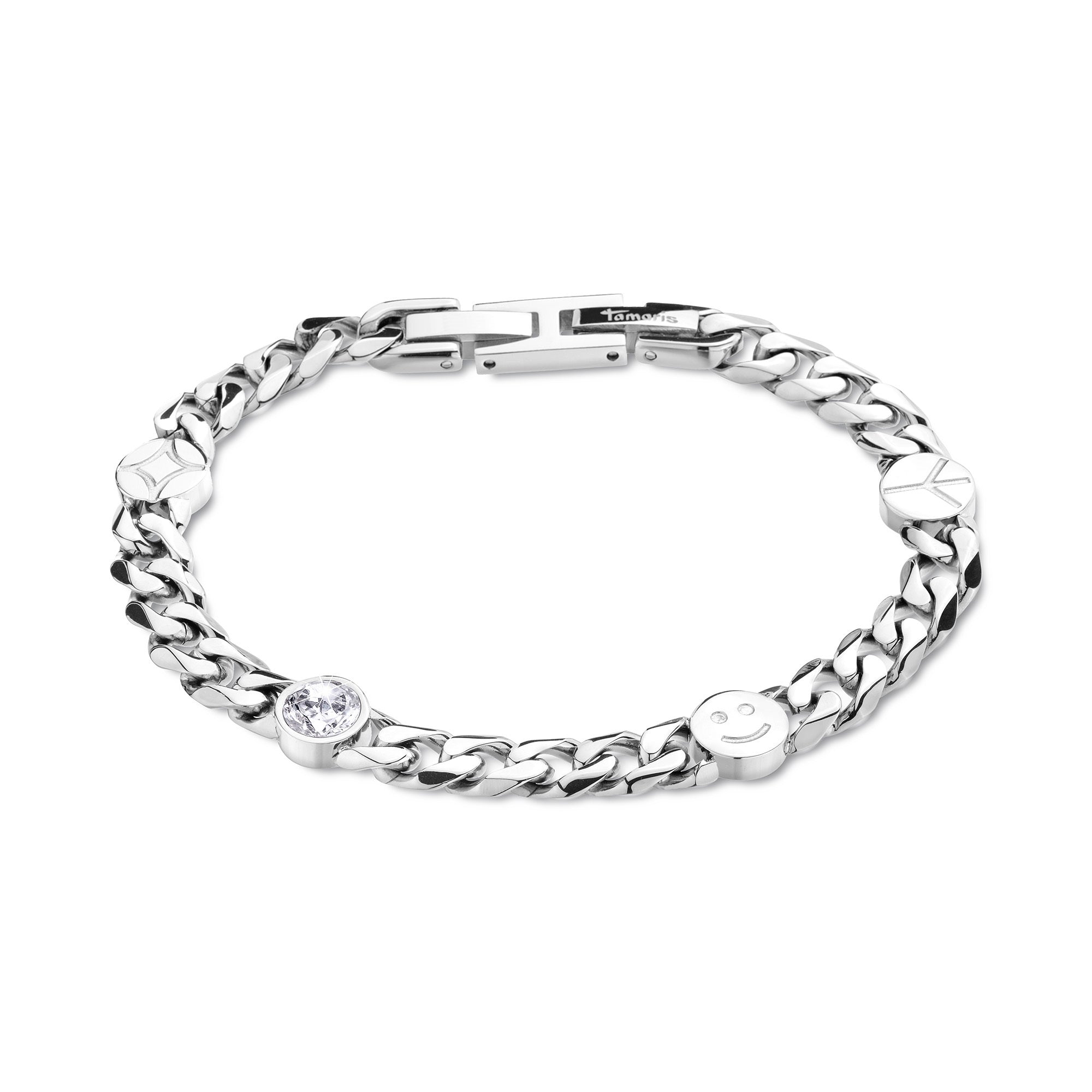 Tamaris Armband - Time To Smile; in der Farbe silber aus Panzerkette mit verschiedenen Glückssymbolen und einem Zirkonia Produktbild
