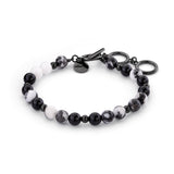 Tamaris Beads Armband aus schwarz-weißen Agatebeads und kleinen schwarzen Metallbeads Produktbild