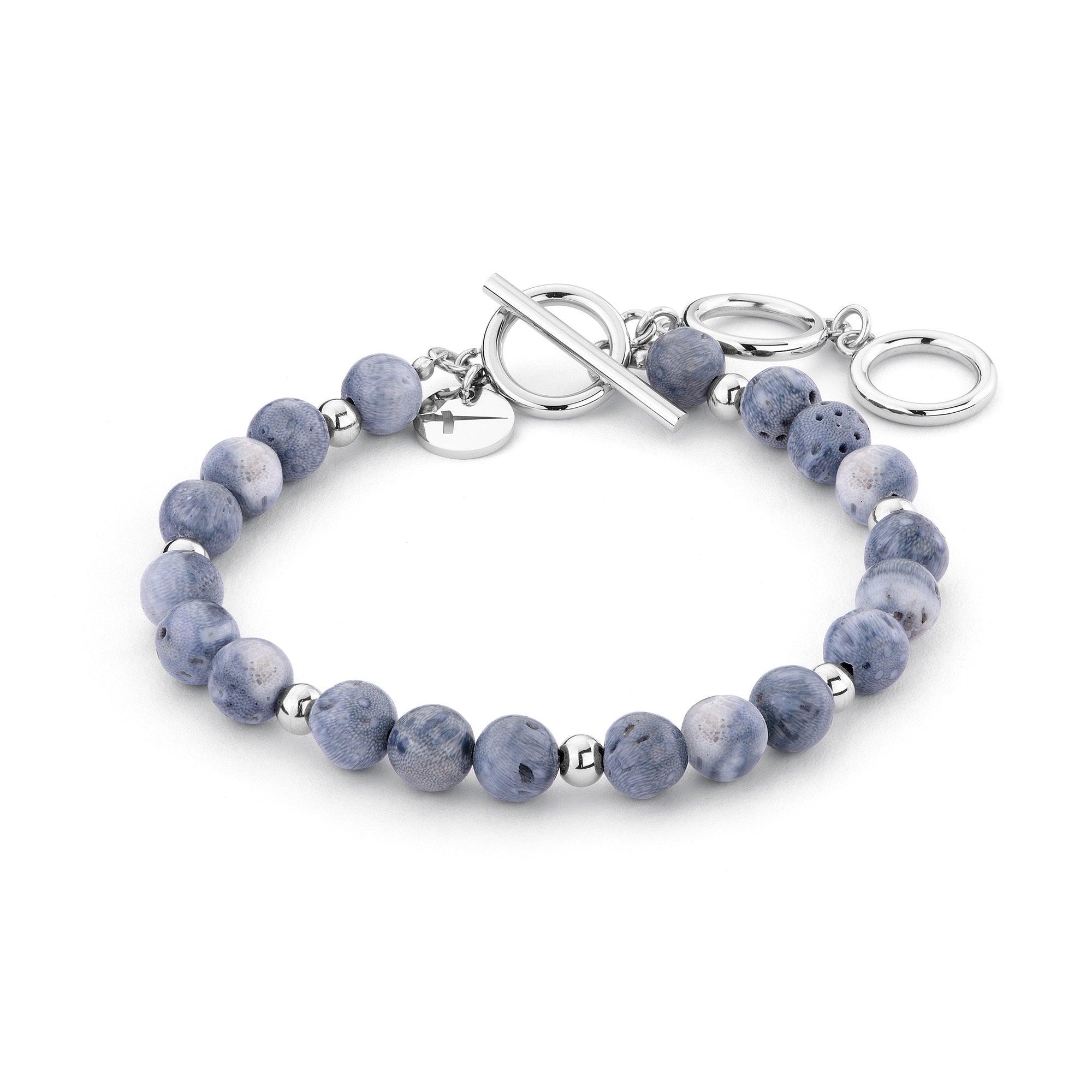 Tamaris Beads Armband aus blauen Sponge Coral Beads und kleinen silbernen Metallbeads Produktbild