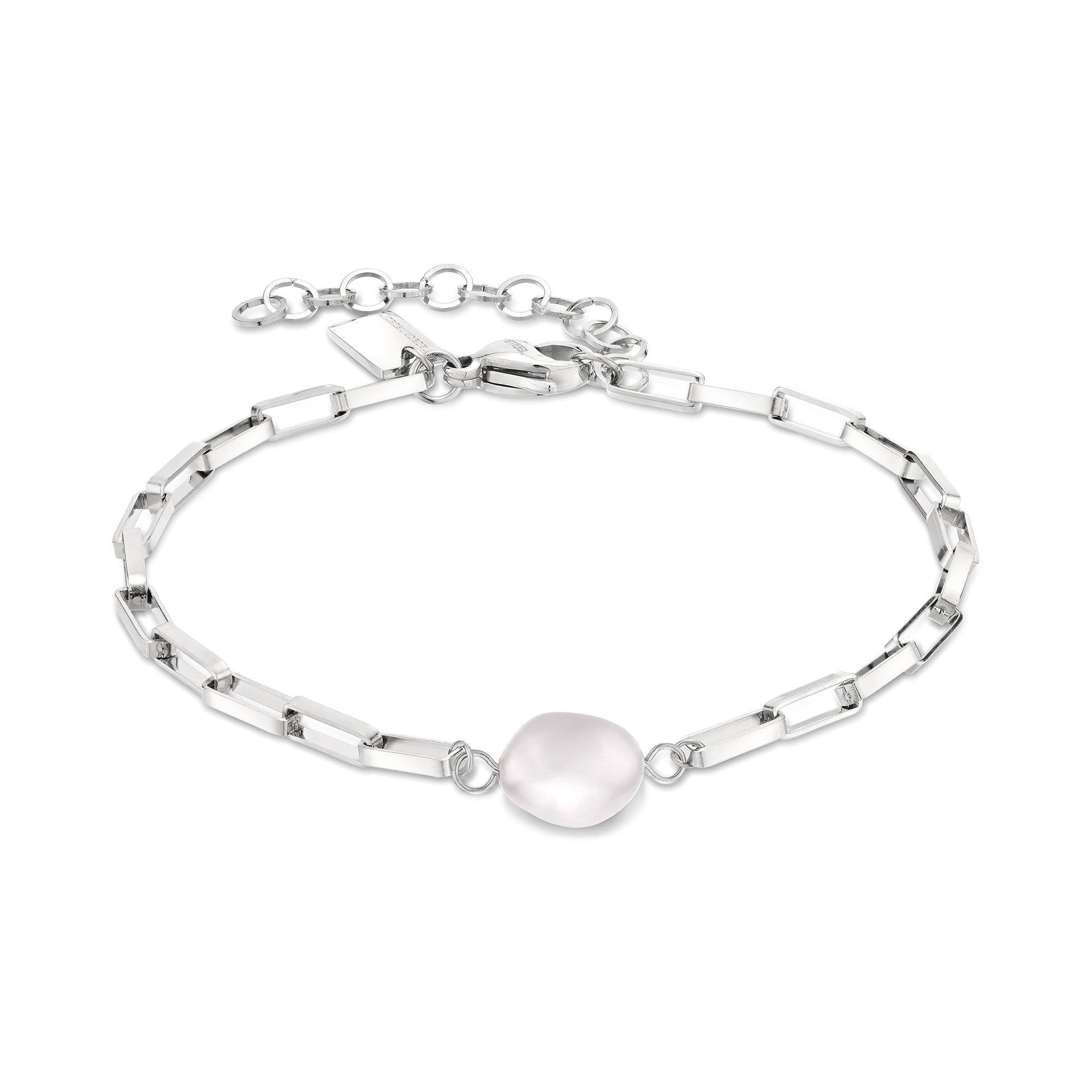 Liebeskind Berlin Armband aus rechteckigen Gliedern mit Baroque Pearl in der Farbe silber Produktbild