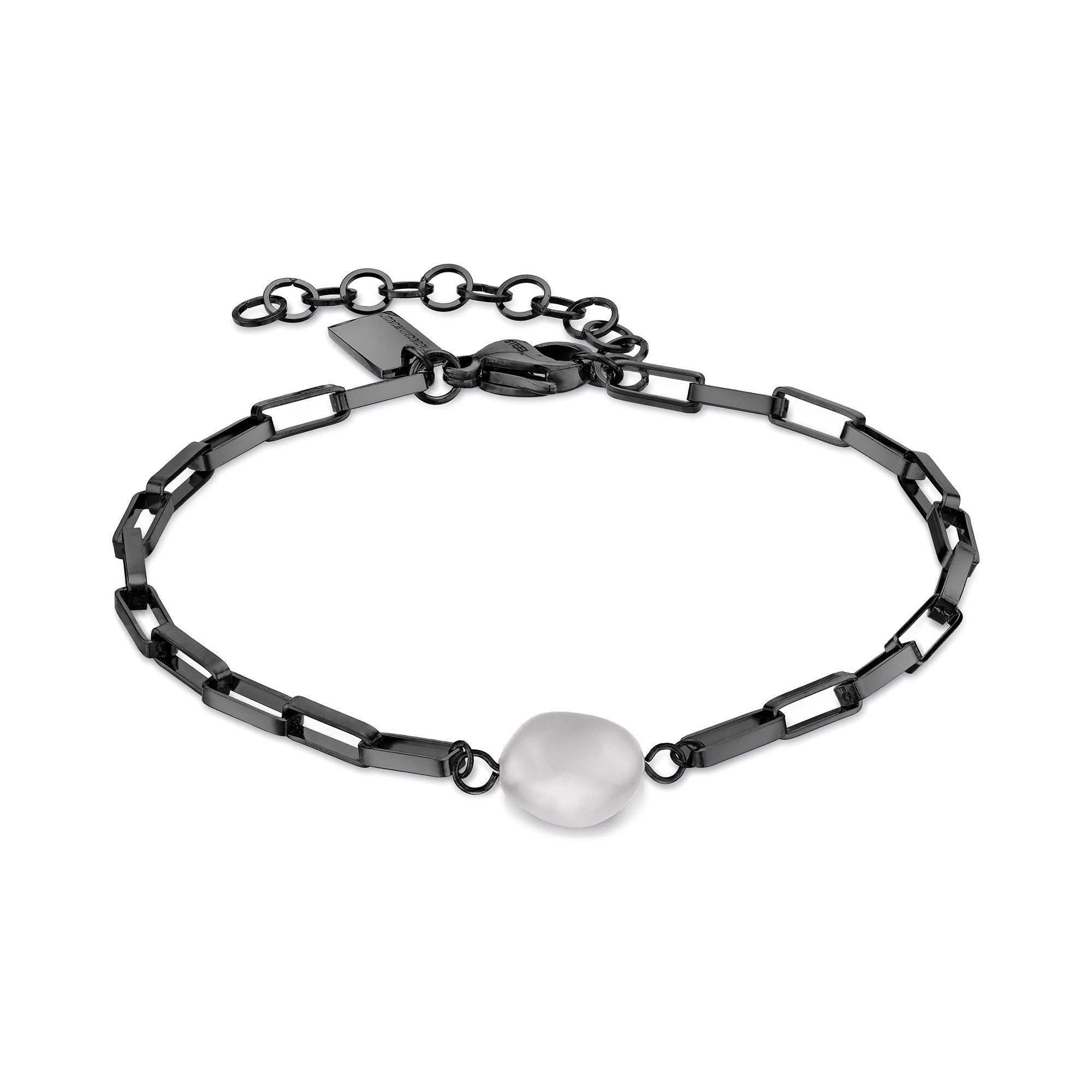 Liebeskind Berlin Armband aus rechteckigen Gliedern mit Baroque Pearl in der Farbe schwarz Produktbild