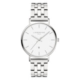 Liebeskind Berlin Armbanduhr mit Datumsanzeige, silbernem Gehäuse und silbernem Edelstahlband; Produktbild