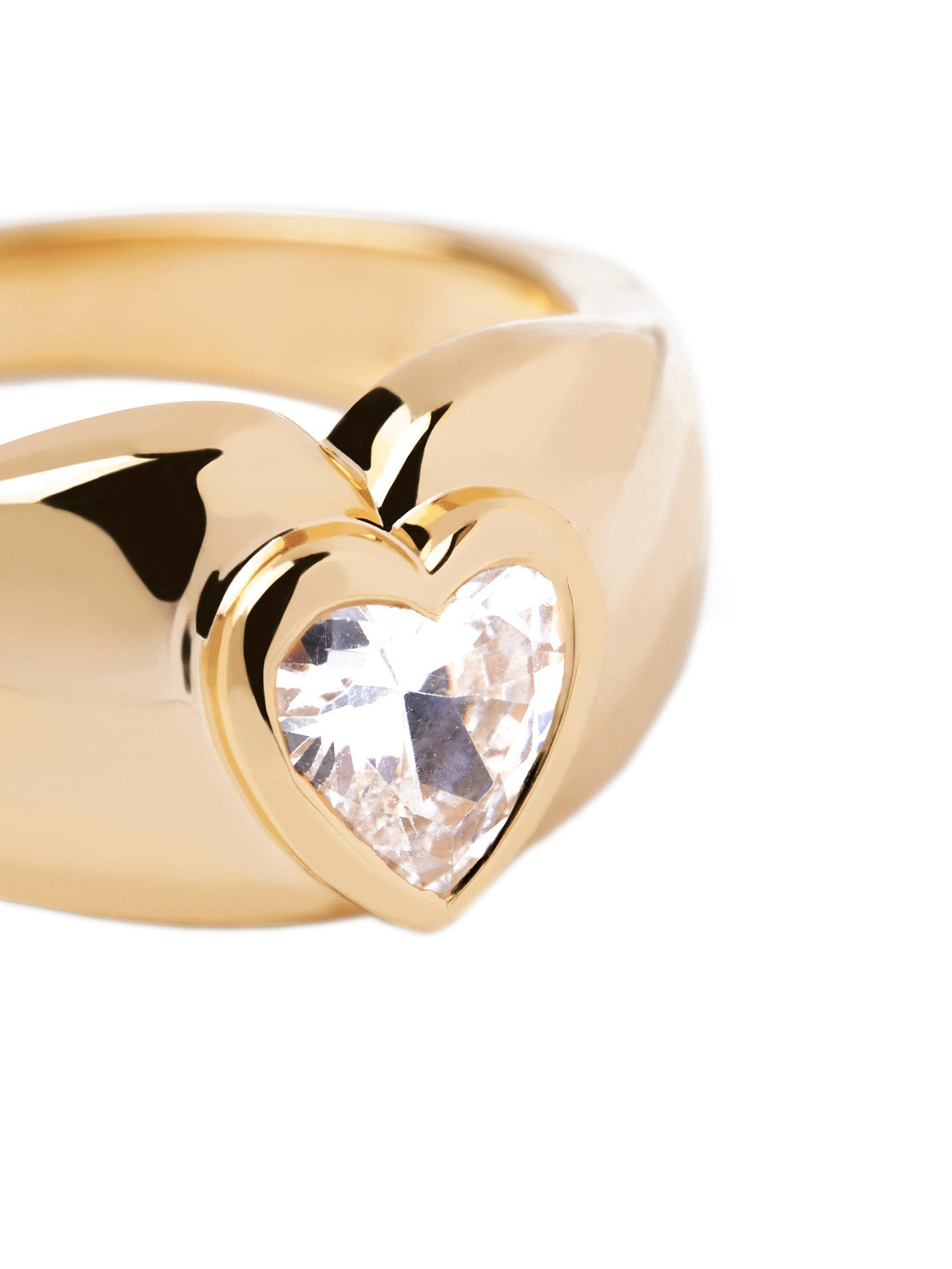 PDPaola Ring in der Farbe gold mit Herzmotiv aus einem Glitzerstein; Größe 52, Zusatzbild