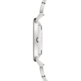 Liebeskind Berlin Armbanduhr mit Datumsanzeige, silbernem Gehäuse und silbernem Edelstahlband; Seitenansicht
