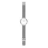 Liebeskind Berlin Armbanduhr mit Zirkoniadetails auf dem Zifferblatt, silbernen Indizes, silbernem Gehäuse und silbernem Meshband; Zusatzbild