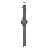 Liebeskind Berlin Armbanduhr mit grauem Zifferblatt aus Leder und vier Nähten als Indizes, roségoldenen Zeigern, roségoldenem Gehäuse und grauem Lederband; Zusatzbild
