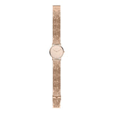 Liebeskind Berlin Armbanduhr mit beigem Zifferblatt, roségoldenem Gehäuse und roségoldenem, glitzerndem Meshband; Zusatzbild