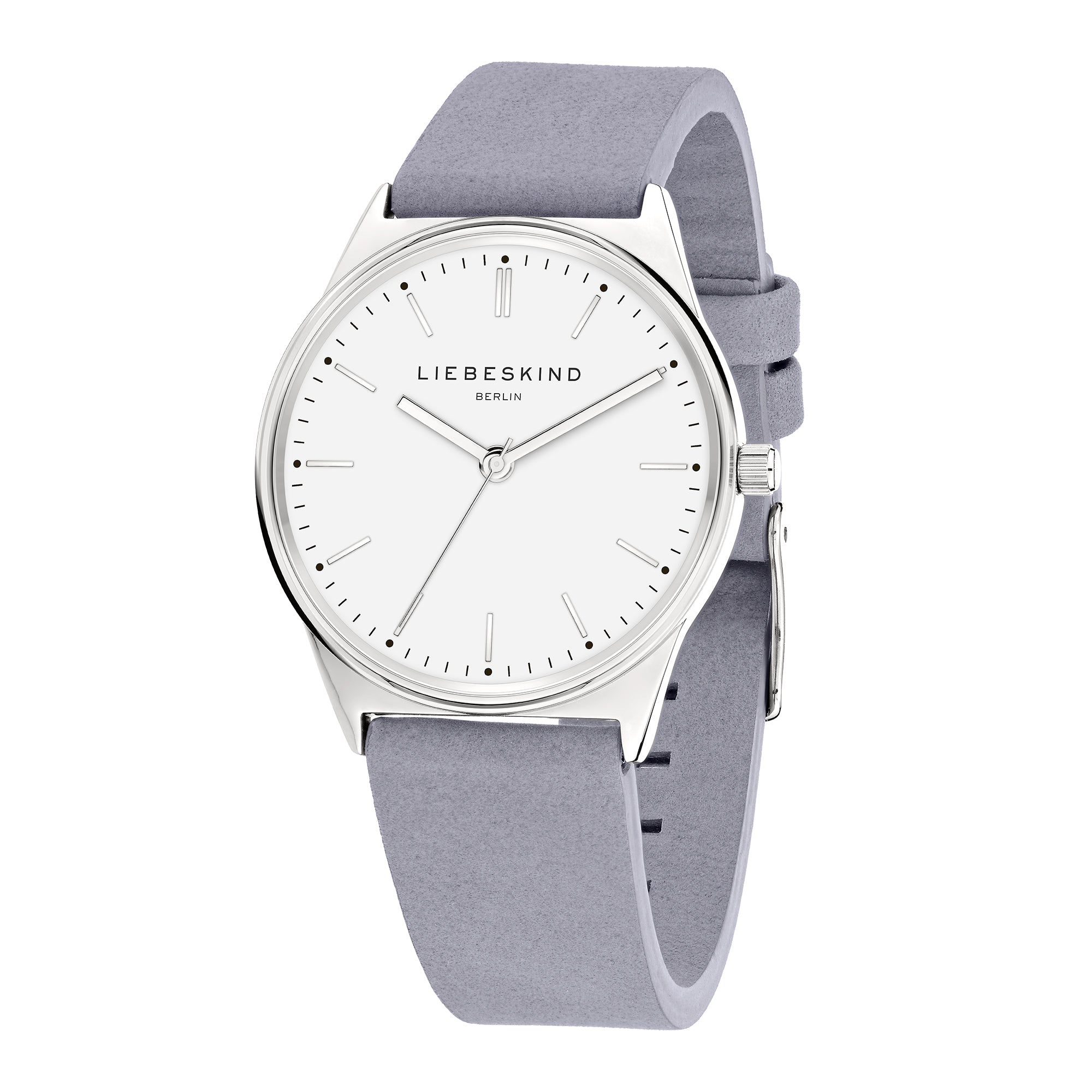 Liebeskind Berlin Armbanduhr mit silbernem Gehäuse und blauem Lederband Zusatzbild