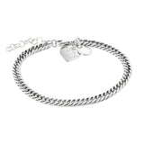 Liebeskind Berlin Armband mit Panzerkette und grafischem Herzanhänger in der Farbe silber Produktbild