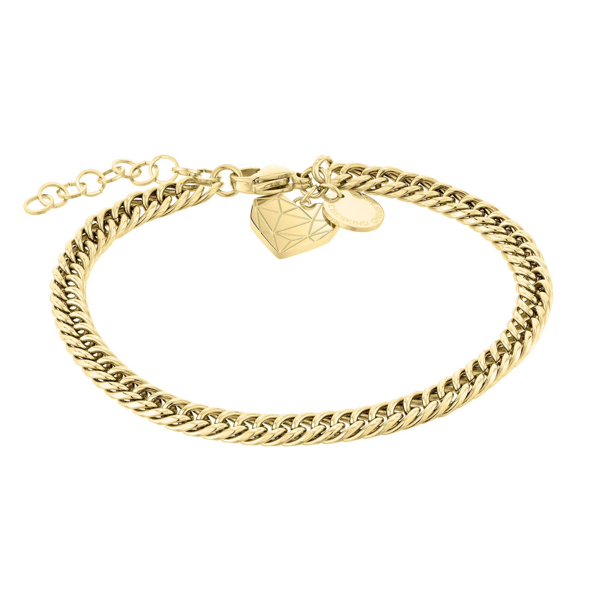 Liebeskind Berlin Armband mit Panzerkette und grafischem Herzanhänger in der Farbe gold Produktbild