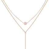 Liebeskind Berlin Halskette bestehend aus einem Mix einer roségoldenen Venezianerkette und einer Ankerkette mit Beads Anhänger aus Rosenquarz; Zusatzbild