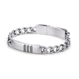 Fynch-Hatton Armband mit Panzerkette und markantem Mittelteil mit bearbeiteter Oberfläche in der Farbe silber; Produktbild