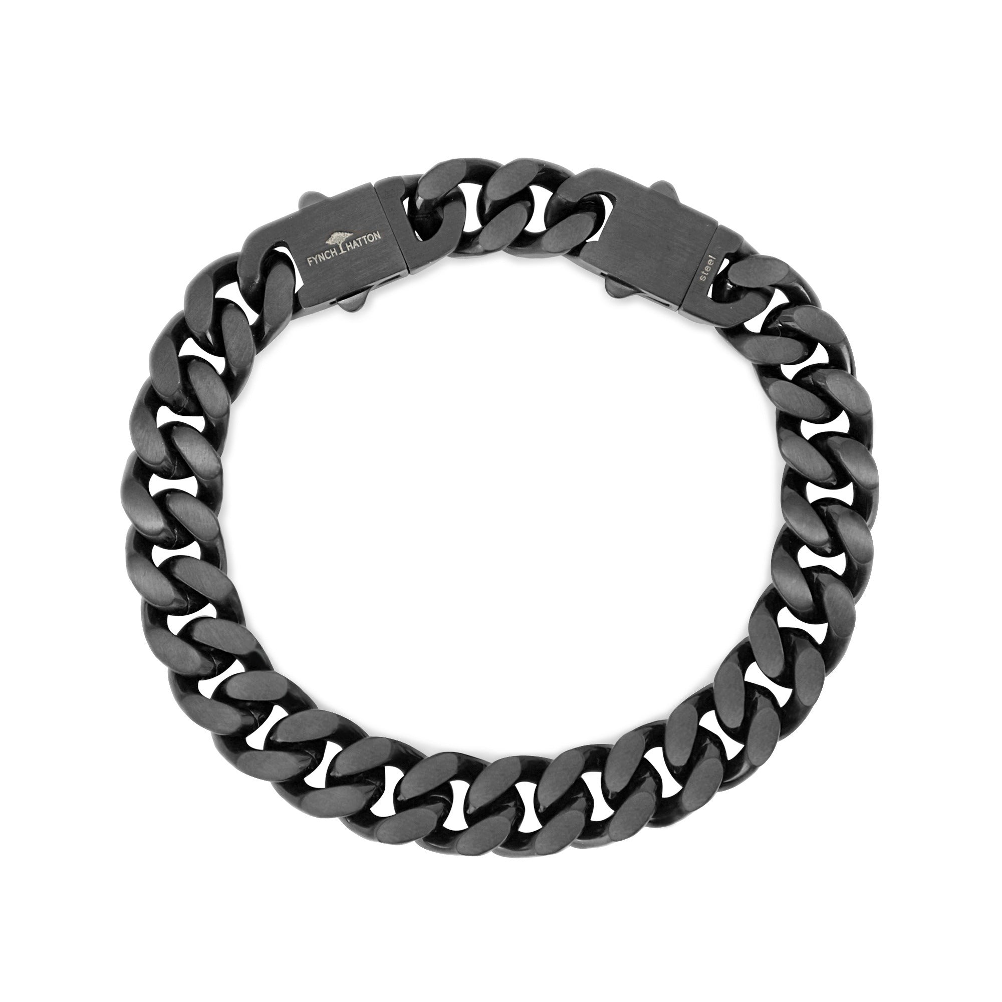 Fynch-Hatton Armband aus breiter Panzerkette in der Farbe schwarz; Produktbild