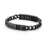 Fynch-Hatton Armband mit Panzerkette und markantem Mittelteil mit bearbeiteter Oberfläche in der Farbe grau; Produktbild