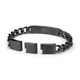 Fynch-Hatton Armband mit Panzerkette und markantem Mittelteil mit bearbeiteter Oberfläche in der Farbe schwarz; Zusatzbild