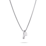 Fynch-Hatton Halskette mit gedrehtem Anhänger und Stahlplättchen-Anhänger mit markanter Außenform in der Farbe silber; Produktbild