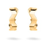 Apple of Eden Creole - Die schicke Welle: Elegante goldene, gewellte Ohrringe mit glatter, polierter Oberfläche von Apple of Eden, präsentiert auf weißem Hintergrund.