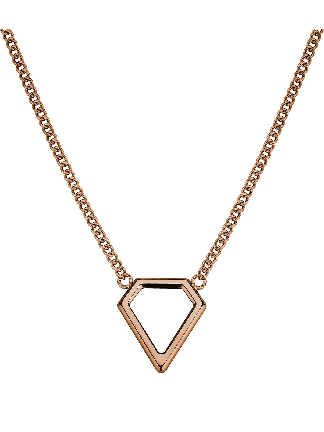 Verleihen Sie jedem Outfit Raffinesse mit der LIEBESKIND BERLIN Halskette - The Iconic von Liebeskind Berlin. Der geometrische, rautenförmige Anhänger an einer minimalistischen Goldkette präsentiert sich elegant auf weißem Grund.