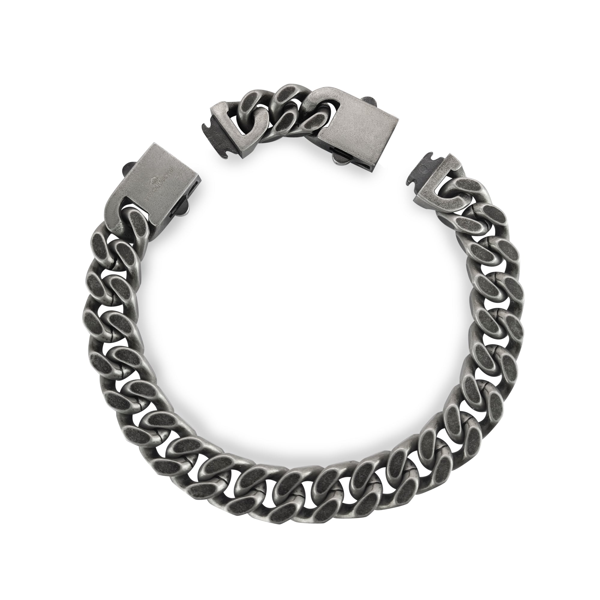 Fynch-Hatton Armband aus breiter Panzerkette in der Farbe grau; Zusatzbild
