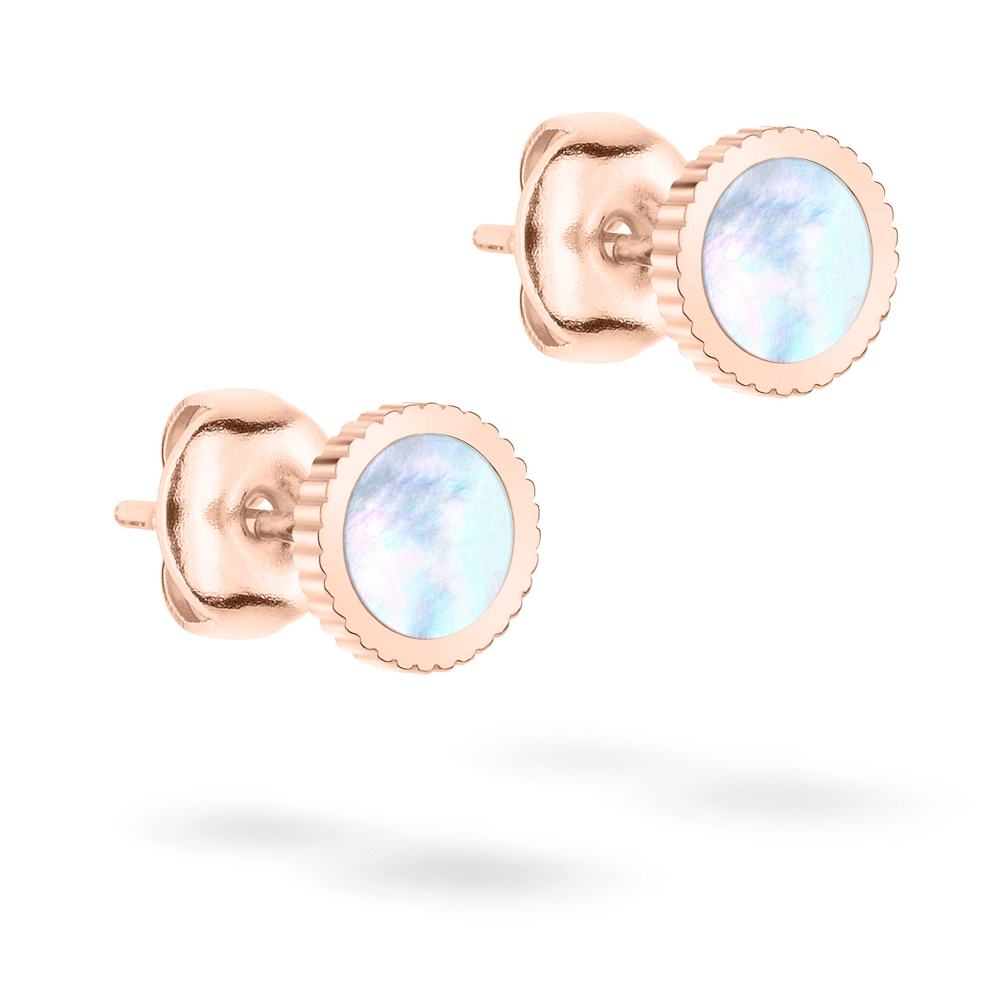 Tamaris Ohrstecker - Perlmutt: Ohrstecker aus Roségold von Tamaris mit runden, schillernden Perlmutt-Einlagen auf weißem Hintergrund mit sanften Schatten - der perfekte Ohrschmuck für jedes Outfit.