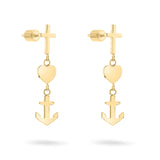 Die Tamaris Ohrhänger - Glaube, Liebe, Hoffnung von Tamaris sind goldene Ohrringe mit Kreuz-, Herz- und Ankeranhängern, die Glaube, Liebe und Hoffnung symbolisieren - ein perfektes Schmuckgeschenk.