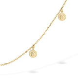 Tamaris Halskette - Coin by Tamaris: goldene Kette mit zwei runden, strukturierten Münzanhängern auf weißem Hintergrund.
