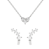 PDPaola Set - The Gem Set; bestehend aus einer silbernen Ankerkette mit Steinchenanhänger und silbernen, steinbesetzten Creolen; Produktbild