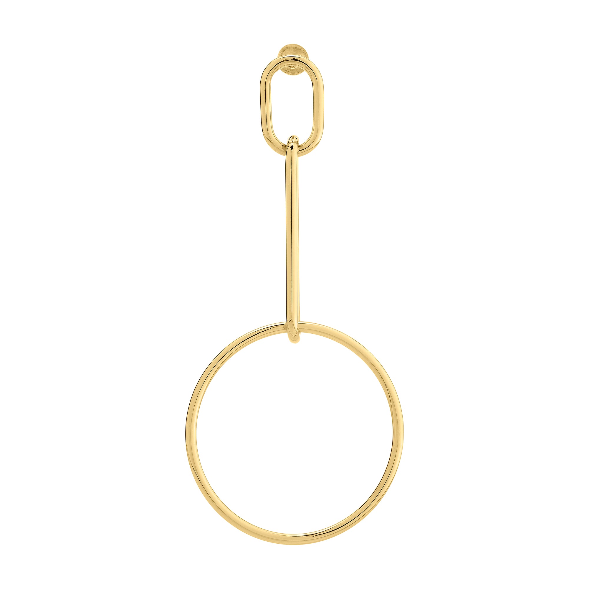 Liebeskind Berlin Ohrhänger in der Farbe gold mit modernem Kettenglied-Design und runden Anhängern; Seitenansicht