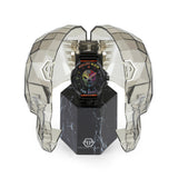 Philipp Plein Armbanduhr mit schwarzem Zifferblatt mit schwarzem Totenkopfdesign und bunten Akzenten, schwarzem Gehäuse und schwarzem Edelstahlband Zusatzbild