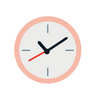 Einfache Uhr, die die Zeit 2:40 anzeigt, mit einem rosa Rand und minimalistischem Design.