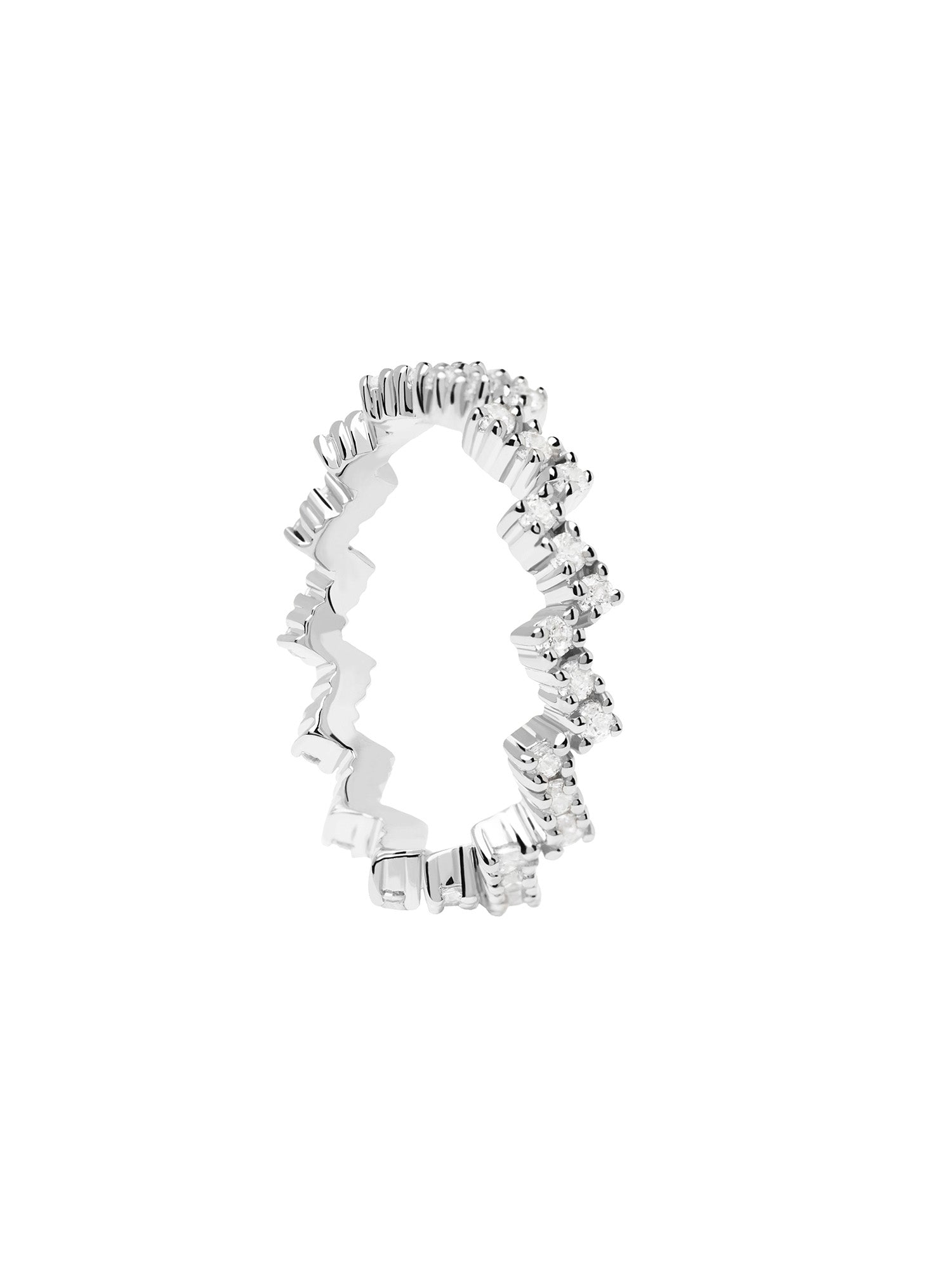 PDPaola Ring in der Farbe silber, im ZickZack-Design mit vielen Glitzersteinen; Größe 50, Produktbild